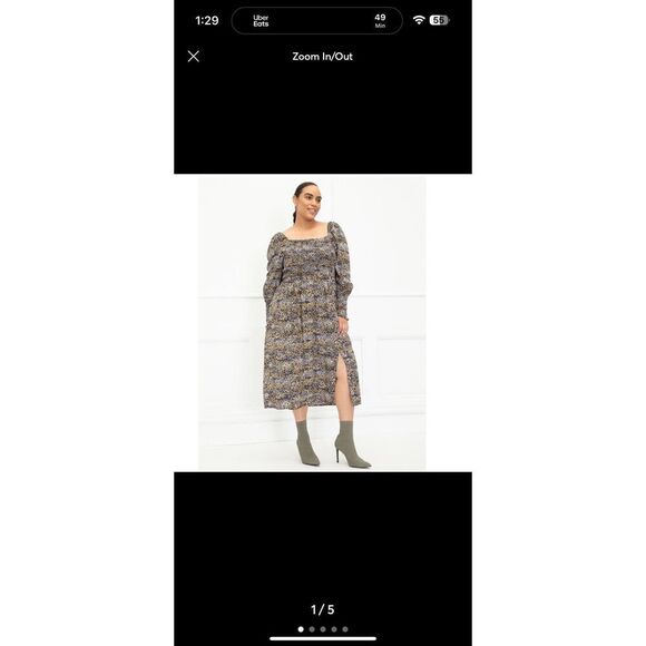 Eloquii Elements Dot Smocked Midi - Picture 1 of 4